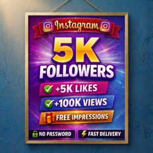 5k Instagram Followers Bundle | +5k Likes, +100k Views, Free Impressions, Fast Delivery