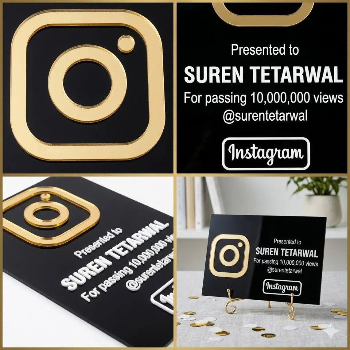 Instagram Play Button | Custom Social Media Award Plaque | 10k 100k Follower Milestone Gift | Personalized Acrylic Play Button - Image 7